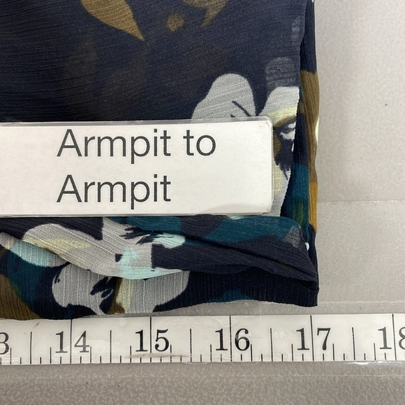 Cabi Dress Women's X Small XS Blue Pirouette Floating Flowers Midi Long Sleeve - Picture 13 of 16